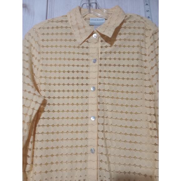 Alfred Dunner Shirt Womens Petite Large‎ Sheer Floral Embroidered Button Up Top - Picture 2 of 8